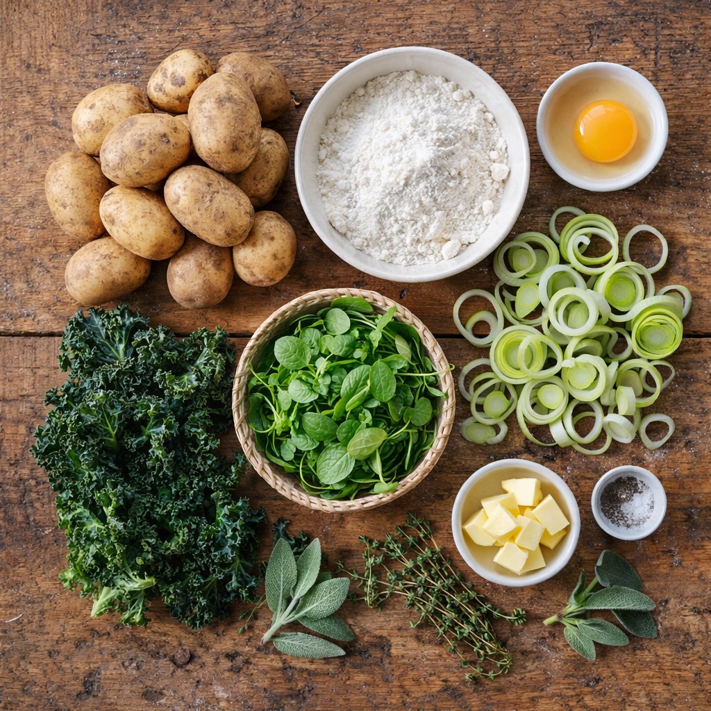 Ingrediënten voor winterpostelein gnocchi