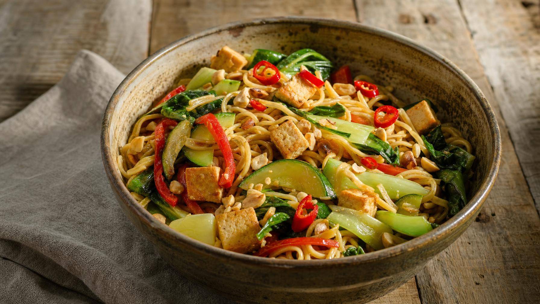 Chinese roerbak met paksoi of Chinese kool (AI-gegenereerde afbeelding)