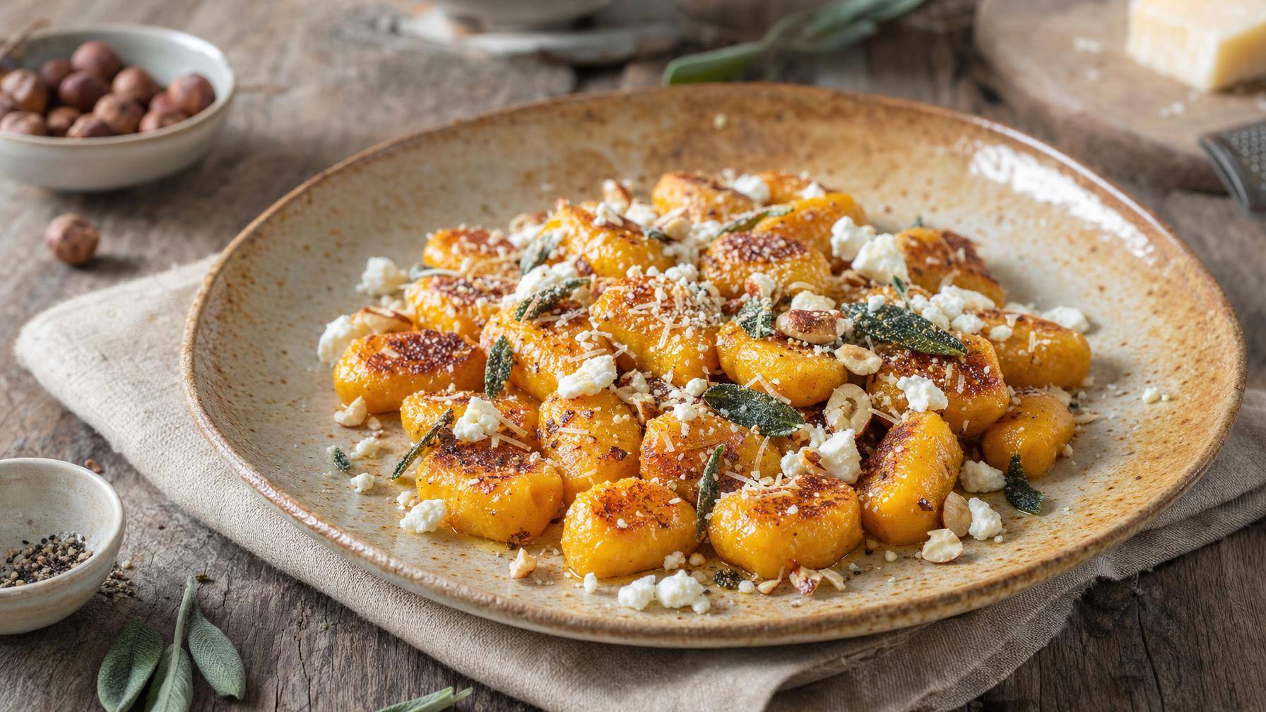 Blue Kuri-gnocchi met salieboter en hazelnoten